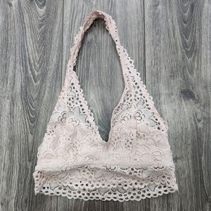 Aerie Lace Halter Light Pink Bralette Small
